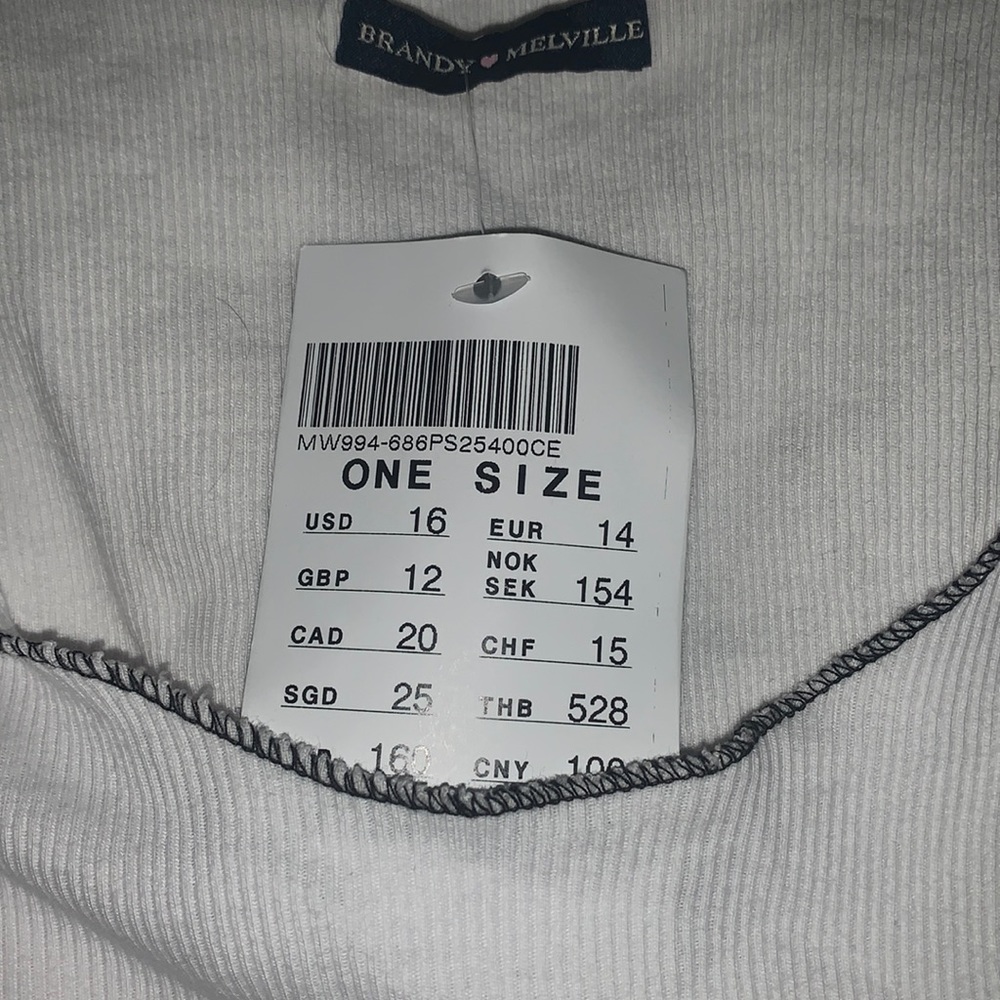 Brandy Melville white shirt with black stitching